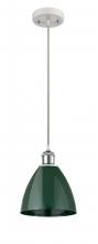 Innovations Lighting 516-1P-WPC-MBD-75-GR-LED - Plymouth - 1 Light - 8 inch - White Polished Chrome - Cord hung - Mini Pendant