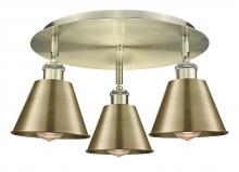 Innovations Lighting 516-3C-AB-M8-AB - Ballston - 3 Light - 18 inch - Antique Brass - Flush Mount