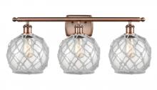 Innovations Lighting 516-3W-AC-G122-8RW-LED - Farmhouse Rope - 3 Light - 28 inch - Antique Copper - Bath Vanity Light