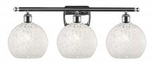  516-3W-PC-G1216-8WM - White Mouchette - 3 Light - 28 inch - Polished Chrome - Bath Vanity Light