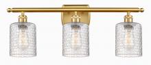  516-3W-SG-G112C-5CL - Cobbleskill - 3 Light - 25 inch - Satin Gold - Bath Vanity Light