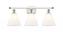 Innovations Lighting 516-3W-WPC-GBC-81-LED - Berkshire - 3 Light - 28 inch - White Polished Chrome - Bath Vanity Light