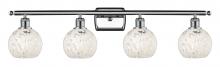  516-4W-PC-G1216-6WM - White Mouchette - 4 Light - 36 inch - Polished Chrome - Bath Vanity Light