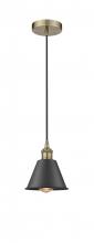 Innovations Lighting 616-1P-AB-M8-BK - Smithfield - 1 Light - 7 inch - Antique Brass - Cord hung - Mini Pendant