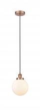 Innovations Lighting 616-1PH-AC-G201-8 - Beacon - 1 Light - 8 inch - Antique Copper - Cord hung - Mini Pendant