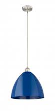 Innovations Lighting 616-1S-SN-MBD-16-BL - Plymouth - 1 Light - 16 inch - Brushed Satin Nickel - Cord hung - Mini Pendant