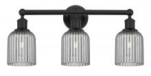  616-3W-BK-G559-5SM - Bridal Veil - 3 Light - 23 inch - Matte Black - Bath Vanity Light