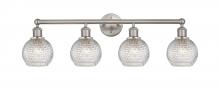  616-4W-SN-G122C-6CL - Athens - 4 Light - 33 inch - Brushed Satin Nickel - Bath Vanity Light