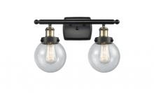  916-2W-BAB-G204-6 - Beacon - 2 Light - 16 inch - Black Antique Brass - Bath Vanity Light