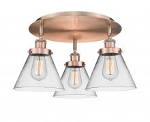  916-3C-AC-G42 - Cone - 3 Light - 20 inch - Antique Copper - Flush Mount