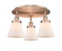  916-3C-AC-G61 - Cone - 3 Light - 18 inch - Antique Copper - Flush Mount