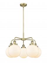 Innovations Lighting 916-5CR-AB-G201-8 - Beacon - 5 Light - 27 inch - Antique Brass - Chandelier