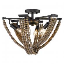 Golden 1896-6SF BLK-WB - Samba 6 Light Semi-Flush