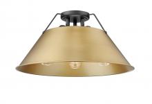 Golden 3306-3FM BLK-BCB - Orwell BLK 3 Light Flush Mount in Matte Black with Brushed Champagne Bronze shade