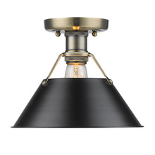 Golden 3306-FM AB-BLK - Orwell AB Flush Mount in Aged Brass with Matte Black shade