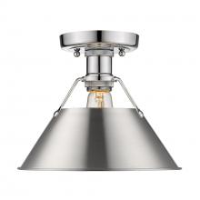 Golden 3306-FM CH-PW - Orwell CH Flush Mount in Chrome with Pewter shade