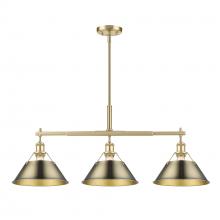 Golden 3306-LP BCB-AB - Orwell 3-Light Linear Pendant in Brushed Champagne Bronze with Aged Brass