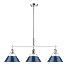 Golden 3306-LP CH-NVY - Orwell 3-Light Linear Pendant in Chrome with Matte Navy