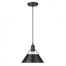 Golden 3306-M BLK-BLK - Orwell 10" Wide Medium Pendant in Matte Black