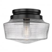 Golden 3415-FM BLK-CLR - Holloway Flush Mount in Matte Black with Clear Glass Shade