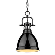 Golden 3602-S BLK-BK - Duncan Small Pendant with Chain in Matte Black with Black