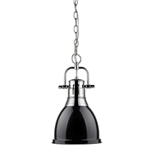 Golden 3602-S CH-BK - Duncan Small Pendant with Chain in Chrome with Black