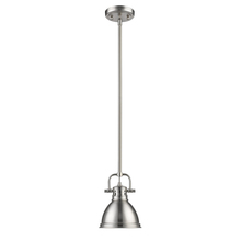 Golden 3604-M1L PW-PW - Duncan Mini Pendant with Rod in Pewter with a Pewter Shade