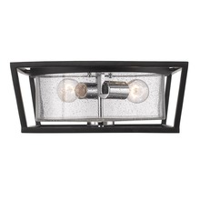 Golden 4309-FM BLK-SD - Mercer Flush Mount in Matte Black with Chrome accents and Seeded Glass