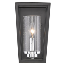 Golden 4309-WSC BLK-SD - Mercer 1 Light Wall Sconce in Matte Black with Chrome accents and Seeded Glass