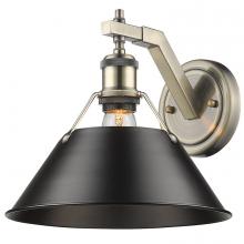 Golden 3306-1W AB-BLK - Orwell AB 1 Light Wall Sconce in Aged Brass with Matte Black shade