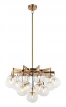 Matteo Lighting C38116AG - 16 LT 32" DIAM "BULBUS" AGED GOLD/CEILING CLEAR GLASS CHANDELIER LED G9 LED 10W