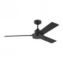 Generation Lighting 3JVR44MBK - Jovie 44" Indoor/Outdoor Midnight Black Ceiling Fan with Wall Control and Manual Reversible Moto