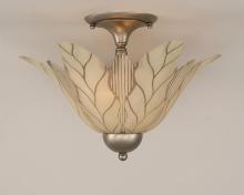 Toltec Company 120-BN-102 - Two Light Brushed Nickel Vanilla Leaf Glass Bowl Semi-Flush Mount