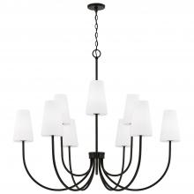 Capital 455291MB-550 - 9-Light Two-Tier Chandelier in Matte Black with Tapered Soft White Glass