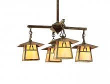 Arroyo Craftsman CCH-8/4BAM-BK - 8" carmel 4 light chandelier with bungalow overlay