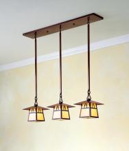 Arroyo Craftsman CICH-8/3BAM-BK - 8" carmel 3 light in-line chandelier with bungalow overlay