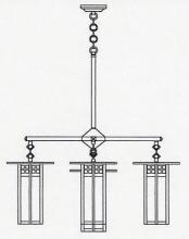 Arroyo Craftsman GCH-9L/4-1AM-BK - 9" glasgow long body 4 light chandelier, center light