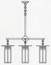 Arroyo Craftsman GCH-9L/4AM-BK - 9" glasgow long body 4 light chandelier