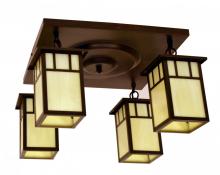 Arroyo Craftsman HCM-4L/4AAM-RB - 4" huntington 4 light ceiling mount, classic arch overlay