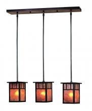 Arroyo Craftsman HICH-4L/3AAM-AB - 4" huntington 3 light in-line, classic arch overlay