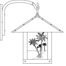 Arroyo Craftsman TRB-16PTAM-P - 16" timber ridge wall bracket with palm tree  filigree