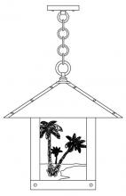 Arroyo Craftsman TRH-16PTAM-AB - 16" timber ridge pendant with palm tree  filigree