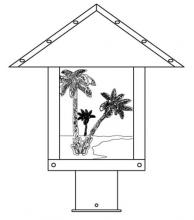 Arroyo Craftsman TRP-12PTAM-AB - 12" timber ridge post mount with palm tree  filigree