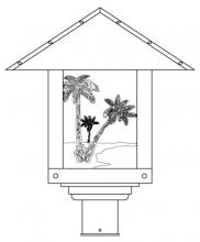 Arroyo Craftsman TRP-16PTAM-AB - 16" timber ridge post mount with palm tree  filigree