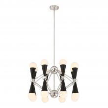 ZEEV Lighting CD10300-16-PN+MBK - 16-Light 26" Geometric Polished Nickel Decorative Chandelier