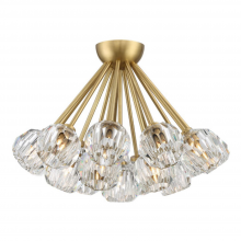 ZEEV Lighting FM60047-18-AGB - 18-Lighting 24" Aged Brass Clustered Crystal Semi-Flush Mount