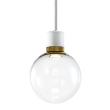 ZEEV Lighting P11702-LED-MW-K-AGB-G11 - 8" LED 3CCT Clear Globe Glass Pendant Light and Matte White with Brass Metal Finish