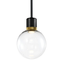 ZEEV Lighting P11704-LED-SBB-K-AGB-G11 - 8" LED 3CCT Clear Globe Glass Pendant Light and Satin Brushed Black with Brass Metal Finish