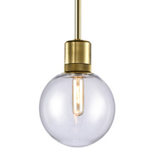 ZEEV Lighting P11705-E26-AGB-G11 - 8" E26 Clear Globe Glass Pendant Light and Aged Brass Metal Finish