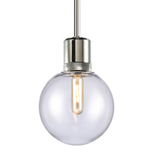 ZEEV Lighting P11707-E26-PN-G11 - 8" E26 Clear Globe Glass Pendant Light and Polished Nickel Metal Finish